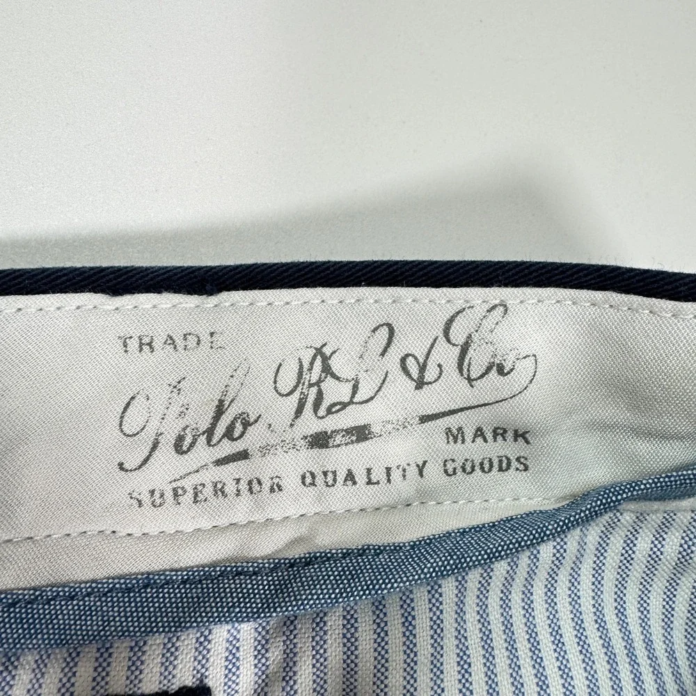 Polo Ralph Lauren Classic Fit Mens Chino Pants 36x32 Navy Blue Cotton Flat Front